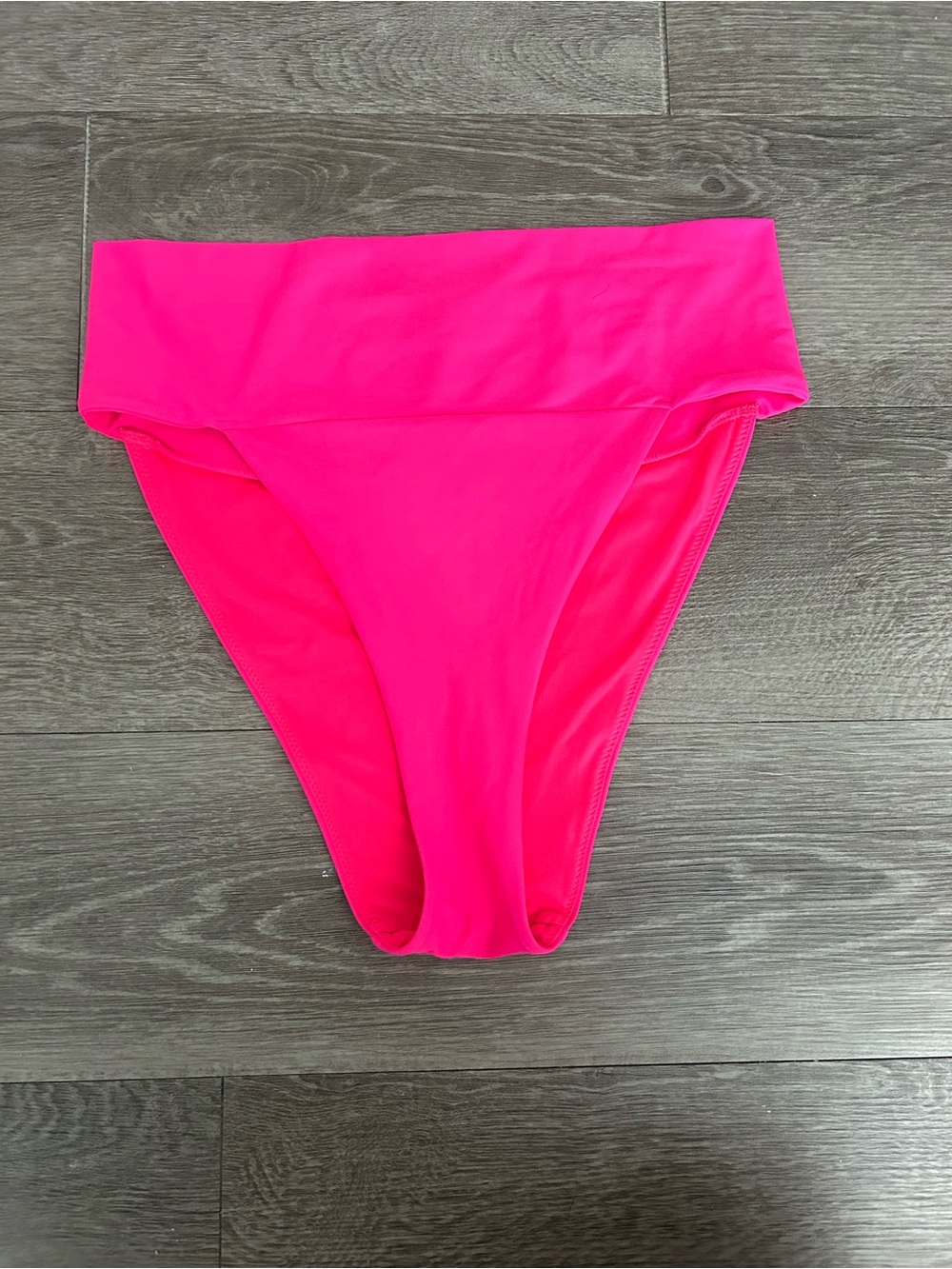 aerie High Cut Cheeky Bikini Bottom in Neon Pink